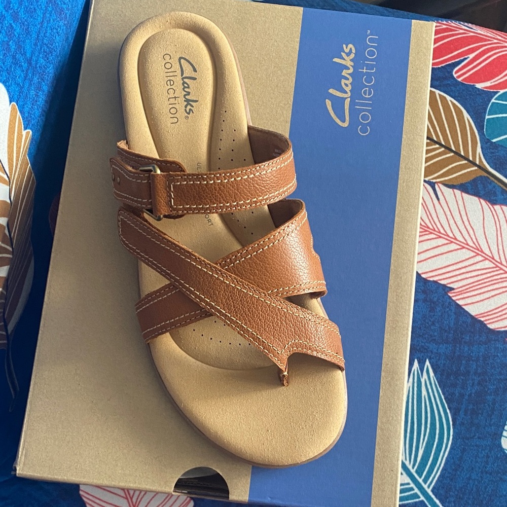 Clarks Tan Leather Sandals